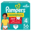 Picture of Pampers Diapers - Swaddlers 360 - Size 4, 56 Count, for up to 100% Leakproof Premium Skin Protection