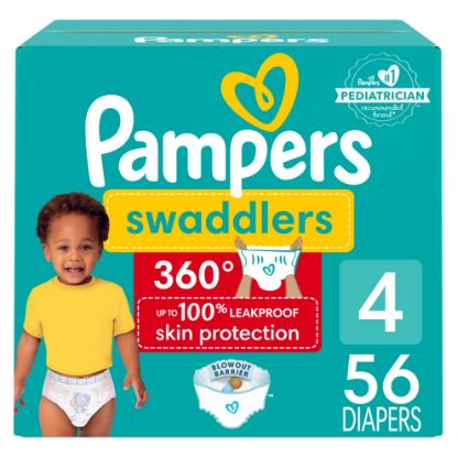 Picture of Pampers Diapers - Swaddlers 360 - Size 4, 56 Count, for up to 100% Leakproof Premium Skin Protection