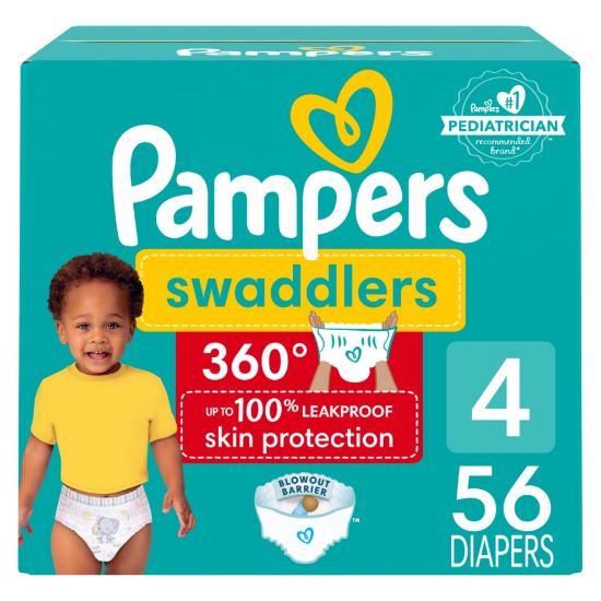 Picture of Pampers Diapers - Swaddlers 360 - Size 4, 56 Count, for up to 100% Leakproof Premium Skin Protection