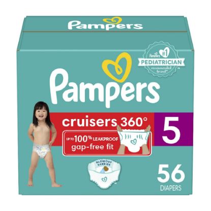 Picture of Pampers Diapers - Cruisers 360 - Size 5, 56 Count, Babyproof up to 100% Leakproof Pull-On Diaper