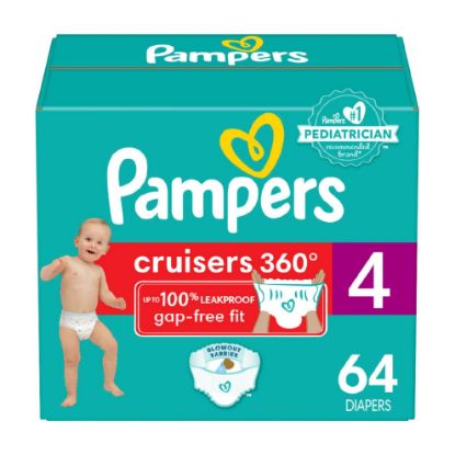 Picture of Pampers Diapers - Cruisers 360 - Size 4, 64 Count, Babyproof up to 100% Leakproof Pull-On Diaper