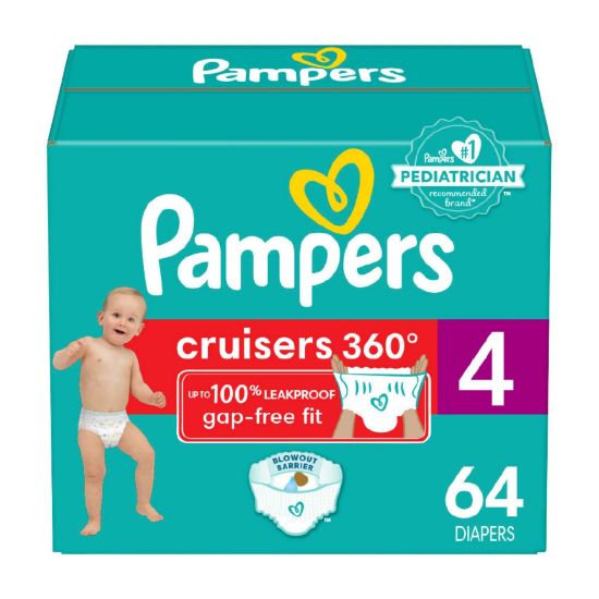 Picture of Pampers Diapers - Cruisers 360 - Size 4, 64 Count, Babyproof up to 100% Leakproof Pull-On Diaper