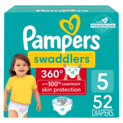 Picture of Pampers Diapers - Swaddlers 360 - Size 5, 52 Count, for up to 100% Leakproof Premium Skin Protection