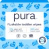 Picture of Pura Flushable Toddler Wipes 10 x 60 Wipes (600 Wipes), 100% Plastic Free, 99% Water, Hypoallergenic & Fragrance Free, Totally Chlorine Free, Kids Toilet Wipes, Sensitive Skin