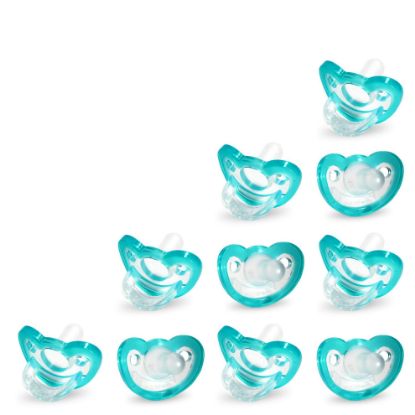 Picture of RaZbaby Jollypop Pacifier for Newborns & Up, USA Made, Natural Shaped Orthodontic Binky, Lovingly Shared in NICUs & Hospitals Worldwide, Medical-Grade 100% BPA-Free - 0-3 Months, 10 Pack - Teal