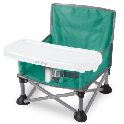 Picture of Summer by Bright Starts Pop 'N Sit Portable Booster Chair, Floor Seat, Indoor/Outdoor Use, Compact Fold, Teal, 6 Mos - 3 Yrs