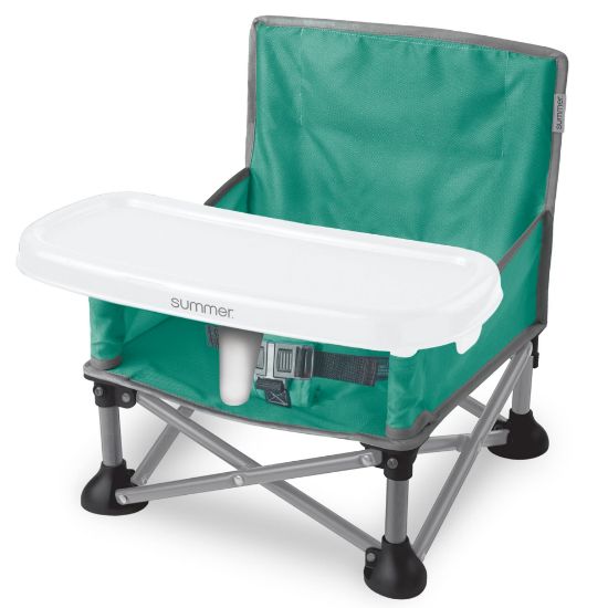 Picture of Summer by Bright Starts Pop 'N Sit Portable Booster Chair, Floor Seat, Indoor/Outdoor Use, Compact Fold, Teal, 6 Mos - 3 Yrs