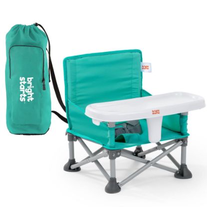 Picture of Bright Starts Pop 'N Sit Portable Booster, Indoor/Outdoor Use, Floor Seat with Feeding Tray, Teal, 6 Mos - 3 Yrs