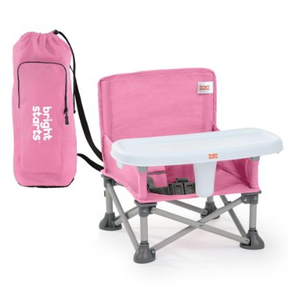Picture of Bright Starts Pop 'N Sit Portable Booster, Indoor/Outdoor Use, Floor Seat with Feeding Tray, Pink, 6 Mos - 3 Yrs