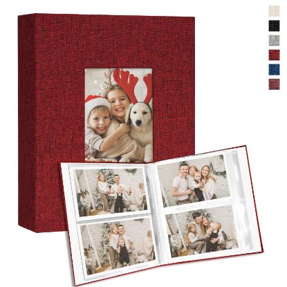 Picture of Vienrose Small Photo Album 4x6 holds 200 Photos 2 Pack, Mini Baby Photo Album Linen Cover for Gifts Wedding Family, Red