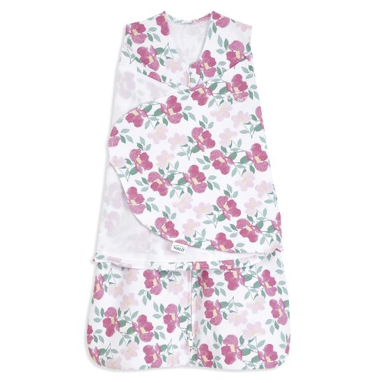 Picture of HALO 100% Cotton Sleepsack Swaddle, 3-Way Adjustable Wearable Blanket, TOG 1.5, Stems, Small, 3-6 Months
