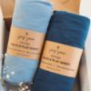 Picture of Travel Crib Fitted Sheets for Baby Bjorn, Guava Lotus Travel Crib and 24 x 42 Inch Travel Light Playard Mattress - Snuggly Soft 100% Jersey Cotton - Dusty Blue + Navy - 2 Pack