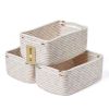 Picture of MiniArk Small Storage Baskets for Organizing | Closet Organizer Bins | Shelf Toy Basket | Woven Rope Baskets | Cube Decorative Box | Shallow Basket | 13x8.5x5.1” | 3 Packs Rainbow