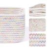 Picture of MiniArk Small Storage Baskets for Organizing | Closet Organizer Bins | Shelf Toy Basket | Woven Rope Baskets | Cube Decorative Box | Shallow Basket | 13x8.5x5.1” | 3 Packs Rainbow