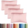 Picture of King Pillow Cases Set of 4 - Ultra Soft Hotel Quality Pillowcase Covers - Luxury Comfy Bedding for Women, Men, Kids & Teens - Machine Washable Pillow Protectors - 4 Pieces Set - King Size Baby Pink