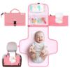Picture of Kopi Baby Portable Diaper Changing Pad - Baby Diaper Changer Travel Bag with Wipes Pocket, Smart Design Portable Changing Mat, Infant Travel Station Kit, Gift for Newborn Girl & Boy - Pink, Classic