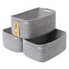 Picture of MiniArk Shelf Storage Baskets for Organizing | Closet Organizer Bins | Small Toy Basket | Woven Rope Baskets | Cube Decorative Box | Shallow Basket | 13x8.5x5.1” | 3 Packs Mixed Grey