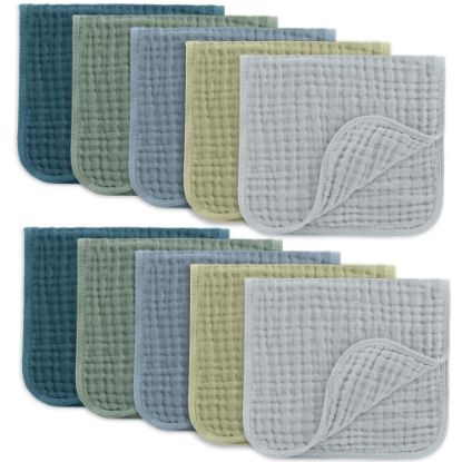 Picture of Comfy Cubs Muslin Burp Cloths 20" x 10", Pack of 10 - Large, 6-Layer, Ultra Absorbent 100% Cotton for Baby Drool and Messes - Soft, Safe & Gentle Baby Burp Cloths for Boys & Girls - Multi Boy