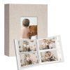 Picture of Vienrose Small Photo Album 4x6 holds 200 Photos 2 Pack, Mini Baby Photo Album Linen Cover for Gifts Wedding Family, Beige