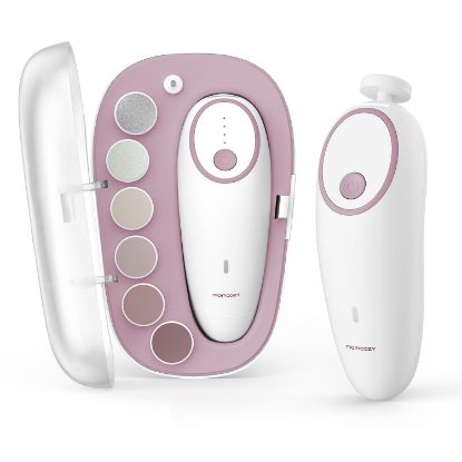 Picture of Momcozy Baby Nail File Electric, Rechargeable Baby Nail Clipper, Gentle Baby Nail Trimmer Electric with Night Light, 7 Grinding Head Replacement Pads, Pink