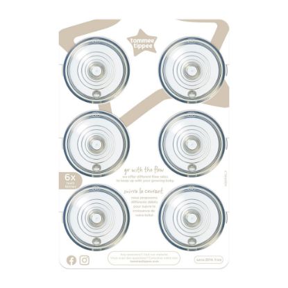 Picture of Tommee Tippee Closer to Nature Baby Bottle Nipples, Medium Flow Breast-like, Anti-Colic Valve, Soft Silicone (3m+, 6 Count)