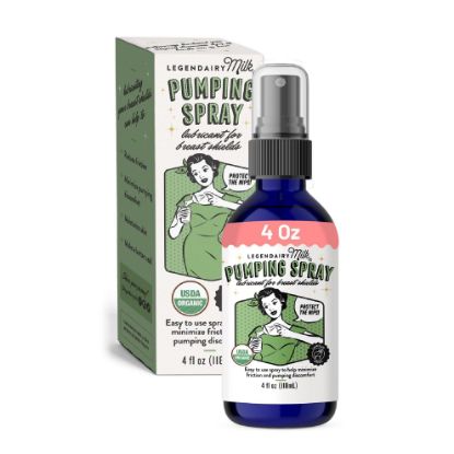 Picture of Legendairy Milk Pumping Spray 4 oz., Helps Sore Nipples & Clogged Ducts, Organic Lubricant for Breast Shields and Flanges, Vegan Breast Pump Spray, Natural & Lanolin-Free, Made in USA