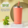 Picture of Tiblue Kids & Toddler Cup - 2 Pack 12oz Spill Proof Stainless Steel Insulated Tumbler with Leak Proof Lid & Silicone Straw with Stopper - BPA FREE Smoothie Snack Drinking Cup for Toddler Girls Boys