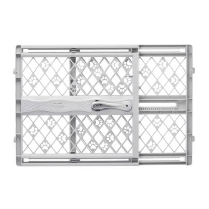 Picture of MYPET North States Paws Portable Pet Gate: 26-40" Wide. Pressure Mount. No tools needed. Made in USA. Dog Gate 23" Tall, Expandable, Durable Dog Gates for Doorways, Light Gray
