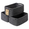 Picture of MiniArk Shelf Storage Baskets for Organizing | Closet Organizer Bins | Small Toy Basket | Woven Rope Baskets | Cube Decorative Box | Shallow Basket | 13x8.5x5.1” | 3 Packs Dark Gray