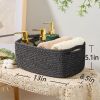 Picture of MiniArk Shelf Storage Baskets for Organizing | Closet Organizer Bins | Small Toy Basket | Woven Rope Baskets | Cube Decorative Box | Shallow Basket | 13x8.5x5.1” | 3 Packs Dark Gray