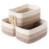 Picture of MiniArk Small Storage Baskets for Organizing | Closet Organizer Bins | Shelf Toy Basket | Woven Rope Baskets | Cube Decorative Box | Shallow Basket | 13x8.5x5.1” | 3 Packs Gradient Brown