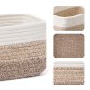 Picture of MiniArk Small Storage Baskets for Organizing | Closet Organizer Bins | Shelf Toy Basket | Woven Rope Baskets | Cube Decorative Box | Shallow Basket | 13x8.5x5.1” | 3 Packs Gradient Brown