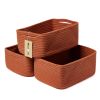 Picture of MiniArk Small Storage Baskets for Organizing | Closet Organizer Bins | Shelf Toy Basket | Woven Rope Baskets | Cube Decorative Box | Shallow Basket | 13x8.5x5.1” | 3 Packs Oxide Red