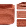 Picture of MiniArk Small Storage Baskets for Organizing | Closet Organizer Bins | Shelf Toy Basket | Woven Rope Baskets | Cube Decorative Box | Shallow Basket | 13x8.5x5.1” | 3 Packs Oxide Red