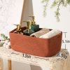Picture of MiniArk Small Storage Baskets for Organizing | Closet Organizer Bins | Shelf Toy Basket | Woven Rope Baskets | Cube Decorative Box | Shallow Basket | 13x8.5x5.1” | 3 Packs Oxide Red
