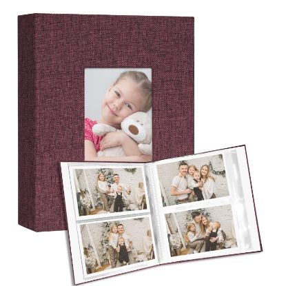 Picture of Vienrose Small Photo Album 4x6 holds 200 Photos 2 Pack, Mini Baby Photo Album Linen Cover for Gifts Wedding Family, Purple