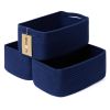 Picture of MiniArk Shelf Storage Baskets for Organizing | Closet Organizer Bins | Small Toy Basket | Woven Rope Baskets | Cube Decorative Box | Shallow Basket | 13x8.5x5.1” | 3 Packs Navy Blue