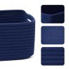 Picture of MiniArk Shelf Storage Baskets for Organizing | Closet Organizer Bins | Small Toy Basket | Woven Rope Baskets | Cube Decorative Box | Shallow Basket | 13x8.5x5.1” | 3 Packs Navy Blue