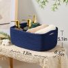 Picture of MiniArk Shelf Storage Baskets for Organizing | Closet Organizer Bins | Small Toy Basket | Woven Rope Baskets | Cube Decorative Box | Shallow Basket | 13x8.5x5.1” | 3 Packs Navy Blue
