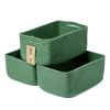 Picture of MiniArk Small Storage Baskets for Organizing | Closet Organizer Bins | Shelf Toy Basket | Woven Rope Baskets | Cube Decorative Box | Shallow Basket | 13x8.5x5.1” | 3 Packs Green
