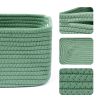 Picture of MiniArk Small Storage Baskets for Organizing | Closet Organizer Bins | Shelf Toy Basket | Woven Rope Baskets | Cube Decorative Box | Shallow Basket | 13x8.5x5.1” | 3 Packs Green
