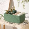 Picture of MiniArk Small Storage Baskets for Organizing | Closet Organizer Bins | Shelf Toy Basket | Woven Rope Baskets | Cube Decorative Box | Shallow Basket | 13x8.5x5.1” | 3 Packs Green