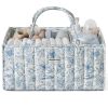 Picture of Blissful Diary Floral Diaper Caddy Organizer, Stylish Nursery Storage Basket, Gift for Baby Shower, Baby Registry Must Have, Newborn Essentials, Blue Floral