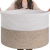Picture of INDRESSME Large Laundry Basket, 21.7'' x 13.8'' Cotton Rope Blanket Basket Living Room Toy Baskets Storage Kids, Woven Baskets for Dirty Clothes, Pillows, Towel, 90L Light Brown