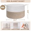Picture of INDRESSME Large Laundry Basket, 21.7'' x 13.8'' Cotton Rope Blanket Basket Living Room Toy Baskets Storage Kids, Woven Baskets for Dirty Clothes, Pillows, Towel, 90L Light Brown