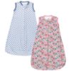 Picture of Hudson Baby Unisex Baby Cotton Long-Sleeve Wearable Sleeping Bag, Sack, Blanket, Pink Blue Pretty Floral, 12-18 Months