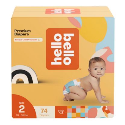 Picture of Hello Bello Premium Diapers Size 2, Honeysuckle Designs, 74ct Club Box, Hypoallergenic and Extra Absorbent