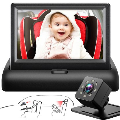 Picture of Baby Car Mirror with 4.3'' HD Night Vision Function Display, Safety Car Seat Camera with Wide Crystal Clear View, Easily Observe The Baby’s Move(Not USB)