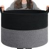 Picture of INDRESSME XXXLarge Cotton Rope Basket Woven Baby Laundry Baskets Blanket Baskets Toy Basket with Handle Comforter Cushions Storage Bin Thread Laundry Hamper - 21.7" x 21.7" x 13.8"