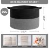 Picture of INDRESSME XXXLarge Cotton Rope Basket Woven Baby Laundry Baskets Blanket Baskets Toy Basket with Handle Comforter Cushions Storage Bin Thread Laundry Hamper - 21.7" x 21.7" x 13.8"